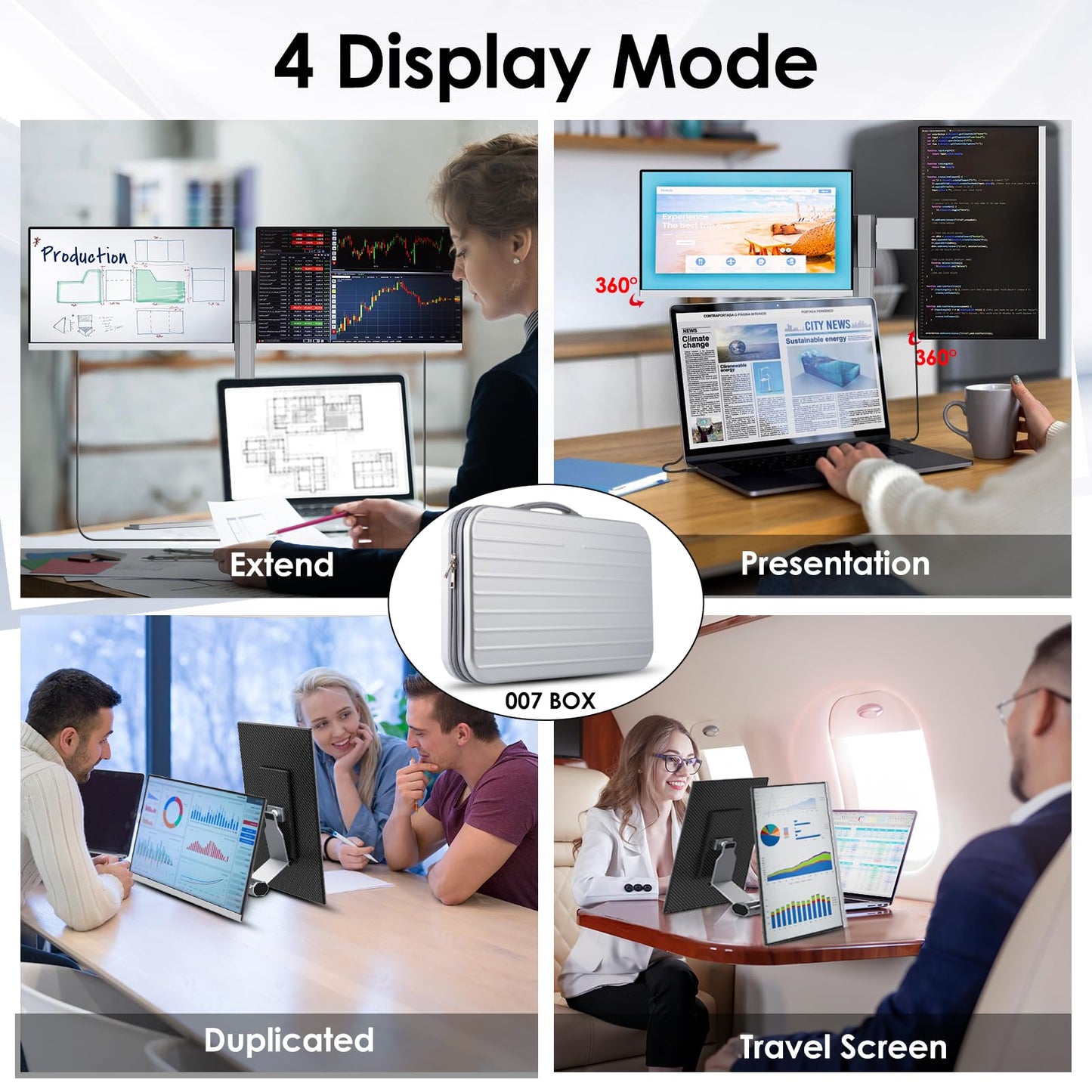 Redalf 15.6" Laptop Screen Extender, 1080P FHD Triple Portable Laptop Monitor Extender,Detachable Screen Travel Monitor for 13"-17.3" Laptops (Mac/Wins/Chrome/Dex)