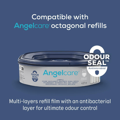 Angelcare Classic XL Nappy Bin - holds up to 70 nappies – simple no twist refills – for less film use – get more nappies per cassette and save! Includes 1 octo refill cassette