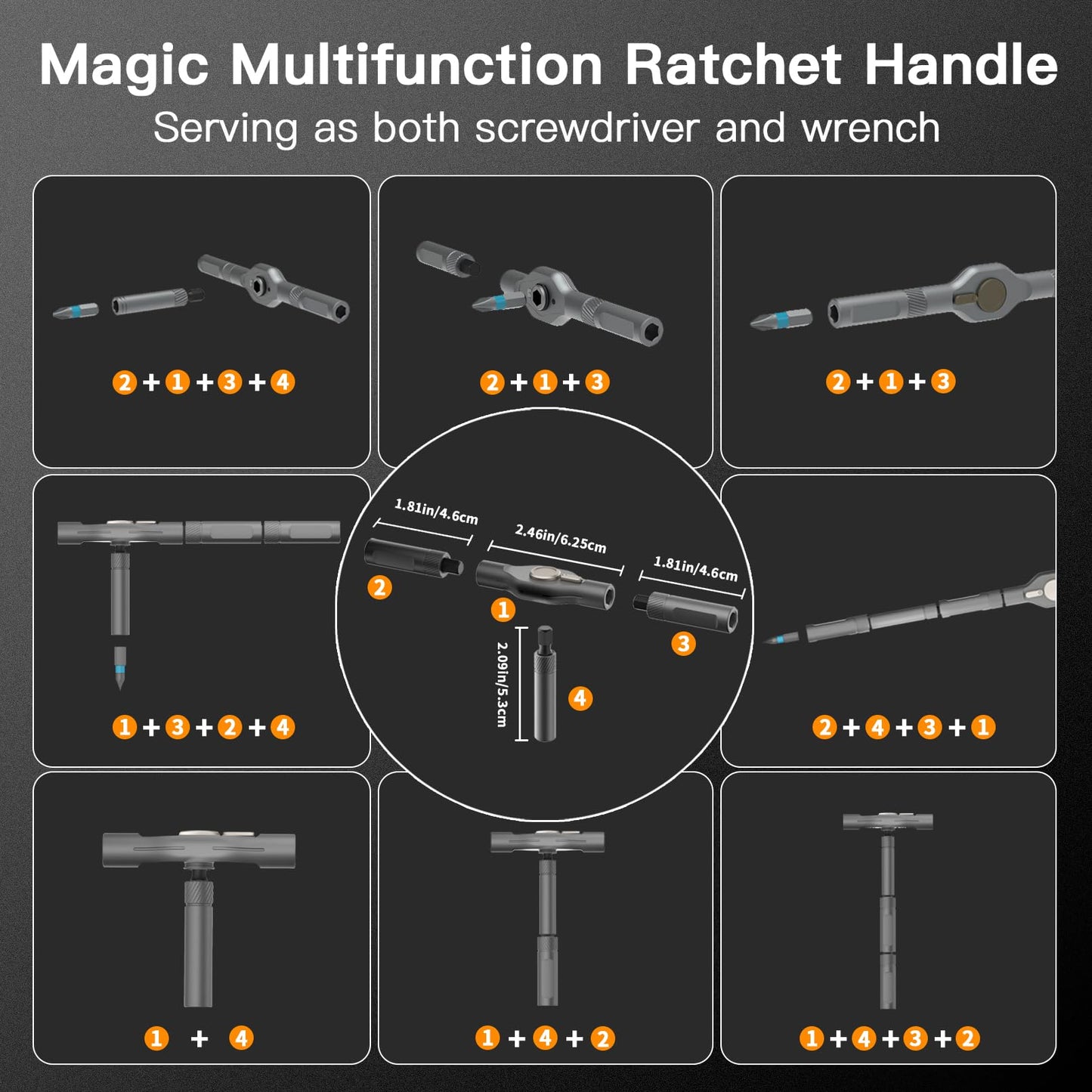 Faireach 42 in 1 Ratchet Screwdriver Set with Detachable T Handle, Magnetic Screwdrivers bits with Case, Multi Precision Repair Tool Kit for Furniture Electronics Cars Bicycle, DIY Free Combination