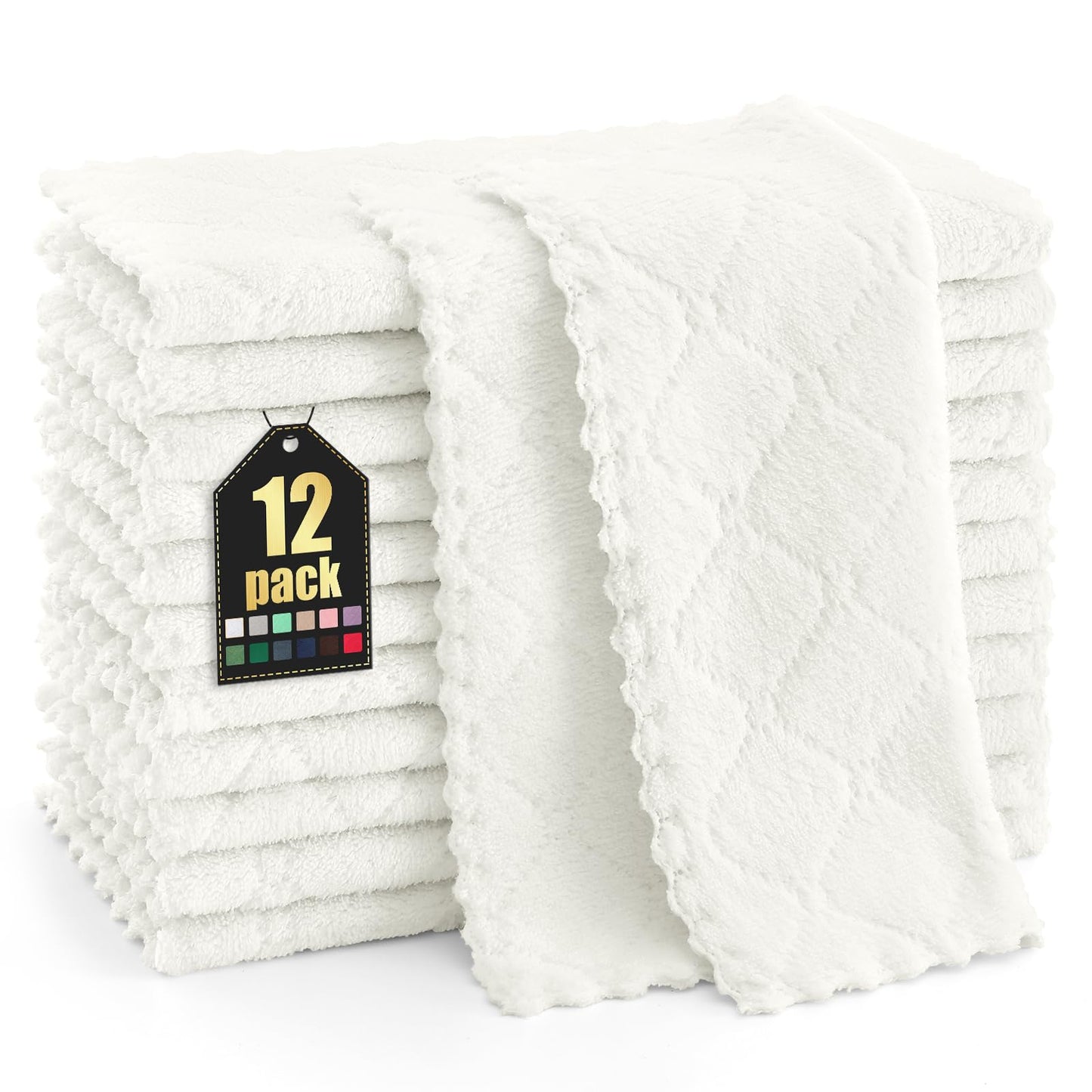 Homaxy 12 Pack Kitchen Dish Cloths (10 x 10 Inches, Grey), Super Soft and Absorbent Coral Velvet Dish Towels, Nonstick Oil Fast Drying Microfiber Cleaning Cloth, No Lint Household Dishcloths