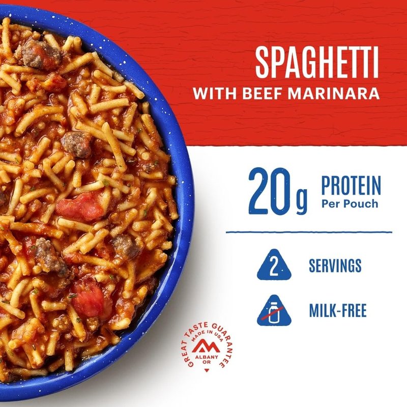 Mountain House Spaghetti with Beef Marinara | Freeze Dried Backpacking & Camping Food |2 Servings