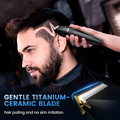 Hair Clippers Men,Professional Hair Trimmer Shaver with LCD Display,Cordless Beard Trimmer Barber Clippers with Ceramic Titanium Blade & Long-Lasting Battery for Men's Haircuts