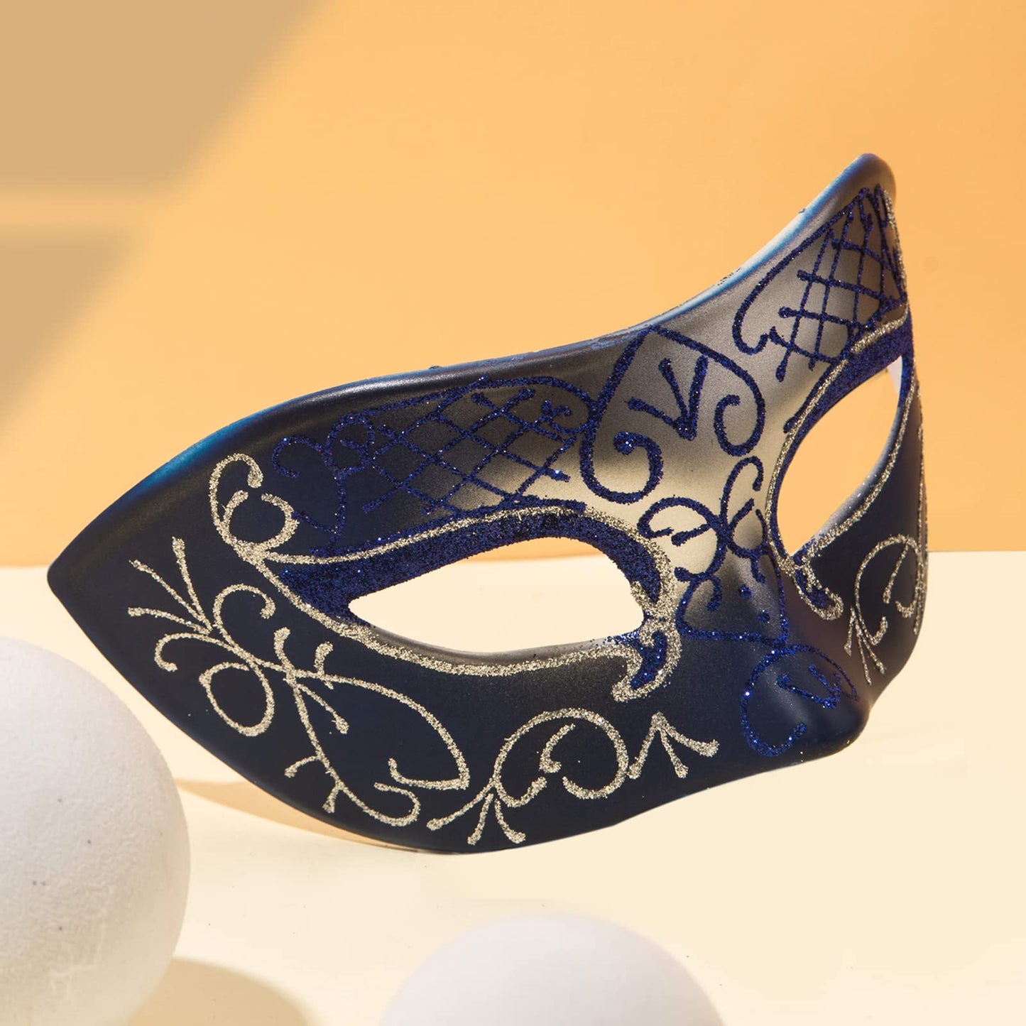 Seglorwy Masquerade Mask for Men Vintage Venetian Mardi Gras Halloween Christmas Party Masks (Blue Silver)