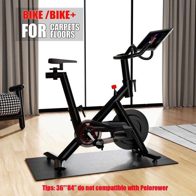 Cycleclub 30" x 76" Bike Mat Compatible with Peloton Bike, 6mm Thick, Under Exercise Bike Trainer Mat for Stationary indoor spin bike,Hardwood Floor Carpet