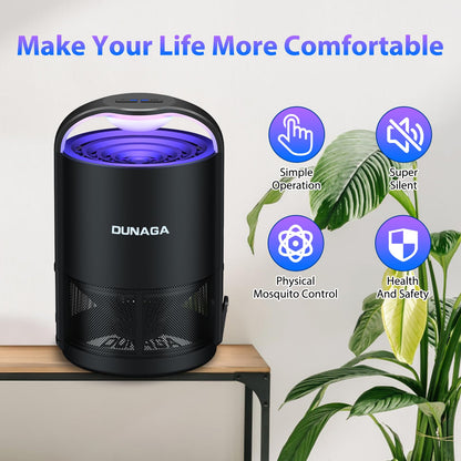 DUNAGA Fly Traps, Fruit Fly Trap Indoor, Gnat Traps, Bug Zapper Indoor,Mosquito Traps with 10 Sticky Glue Boards, Black