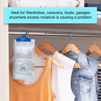 ANSIO Wardrobe Dehumidifier Hanging Bags Pack of 12 Moisture Absorbers, Trap, Condensation, Dehumidifiers for Damp, Mould, Bedroom, Caravan, Bathroom, Basement, Office – 210g Each