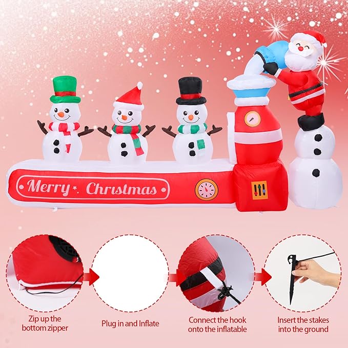 Vigdur 7FT Snowman Christmas Decoration – Snowman Maker Christmas Blow Up with Built-in LED Lights, Outdoor Christmas Inflatable for Yard, Lawn, Garden, Holiday Party & Home Décor