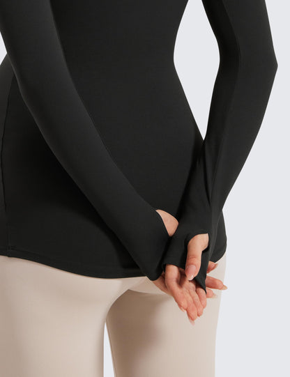CRZ YOGA Women's Butterluxe Maternity Long Sleeve Top Pregnancy Clothes Crewneck Basic Shirts Soft Athletic Yoga Casual Tee Shirt Black 12