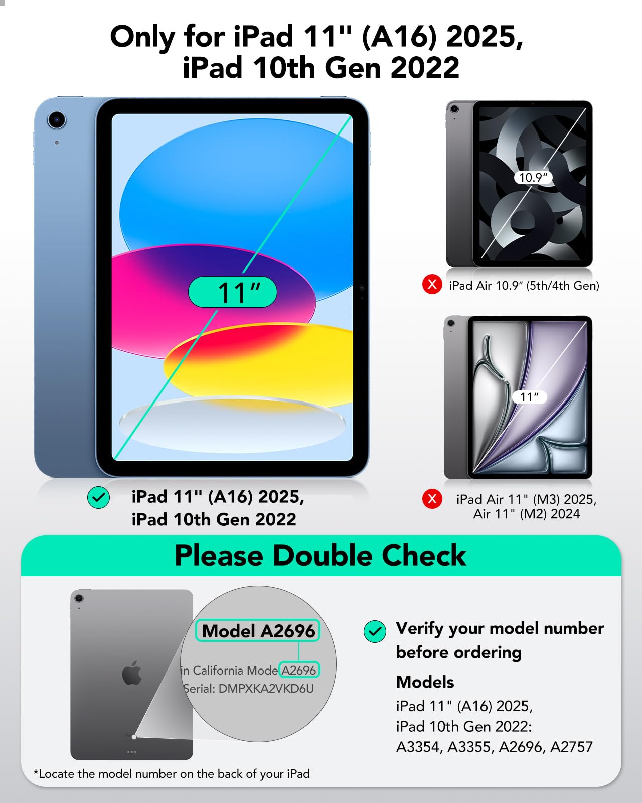 ESR 2 Pack Screen Protector for iPad A16 11th/10th Generation (11/10.9 Inch, 2025/2022), 9H Tempered Glass Film with UltraFit Tray, Apple Pencil Support, Scratch Resistant, HD Clarity, Bubble Free