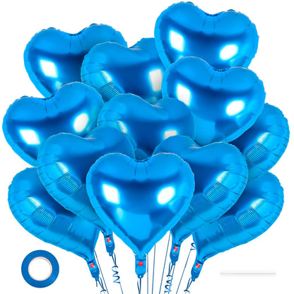 12 Pcs Red Heart Balloons,18 Inch Heart Foil Balloons Love Balloon Valentine Balloon for Birthday Party Wedding Engagement Party Baby Shower Valentine Day Decorations (red)