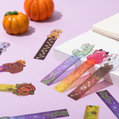 JOYIN 96 Pcs Halloween Pencils and Rulers Stationery Set Included 48Pcs Assorted Pencils with 12 Designs, 48Pcs Halloween Bookmarks Bulk with 6 Patterns for Kids Party Favors Supplies,Non Candy Treats