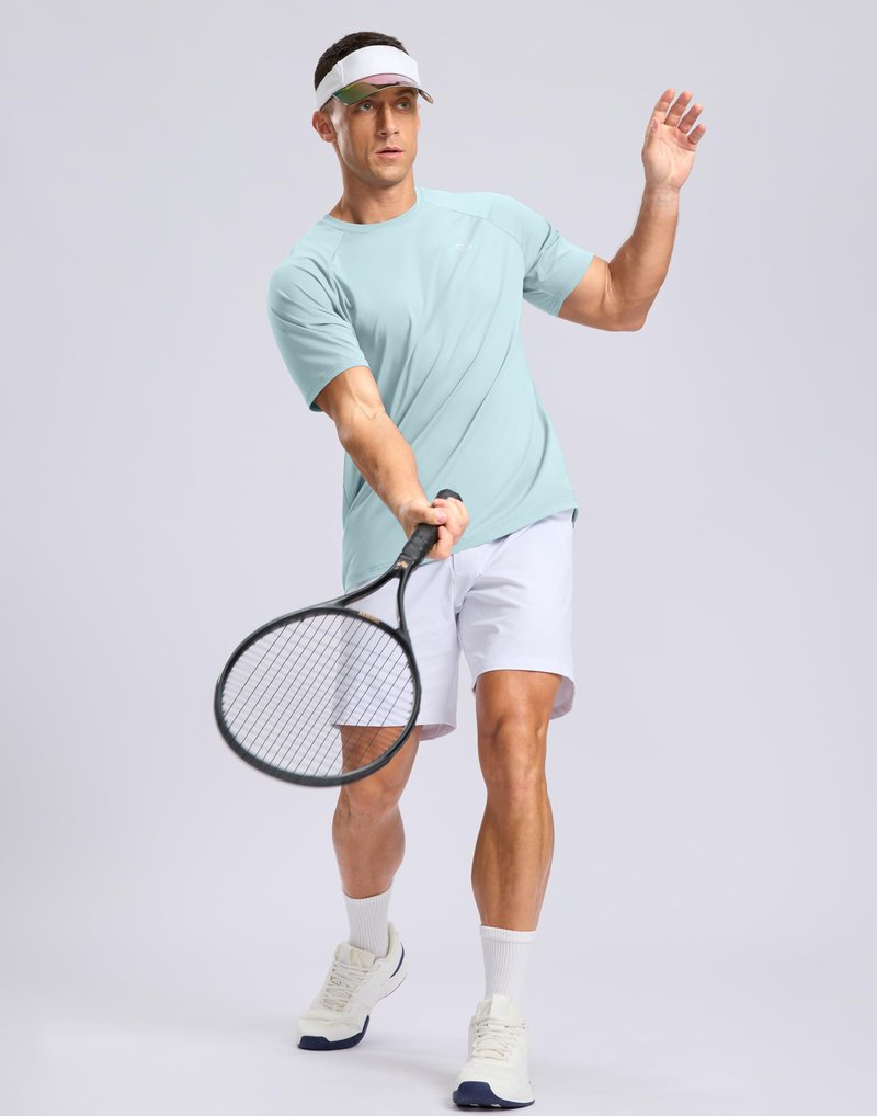 G Gradual Men's Athletic Workout T-Shirts Moisture Wicking Cooling Running Shirts Short Sleeve Performance Tee for Gym Tennis(Light Blue,4XL)