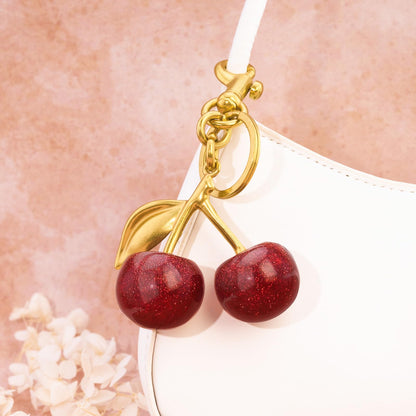 Cherry Bag Charm Purse Charms Keychain- Car Cherry Accessories keychians Gifts for Women Mom Daughter Gifts Christmas For Women Valentine Bag Accessory Christmas