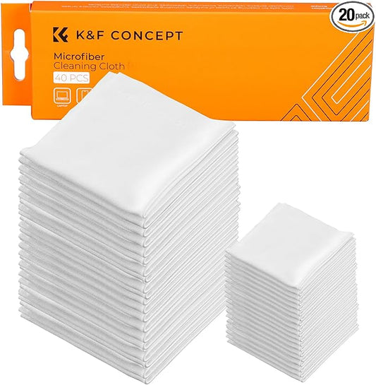 K&F CONCEPT 20 Pack Microfiber Cleaning Cloths, 6x6in Glasses Cleaning Cloths