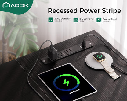 AODK 53 Inch L Shaped Computer Desk with Drawers, Corner Desk with Power Outlets & Reversible Storage Shelves, Movable CPU Stand for Home Office Gaming, Black