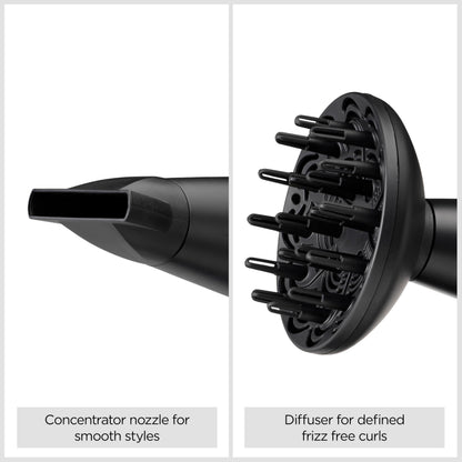 BaByliss Turbo Smooth Hair Dryer - 2200W Powerful Blow Dryer, Large Diffuser, Ionic Frizz-Free Conditioning, 3 Heat & 2 Speed Settings, Black, 5572U