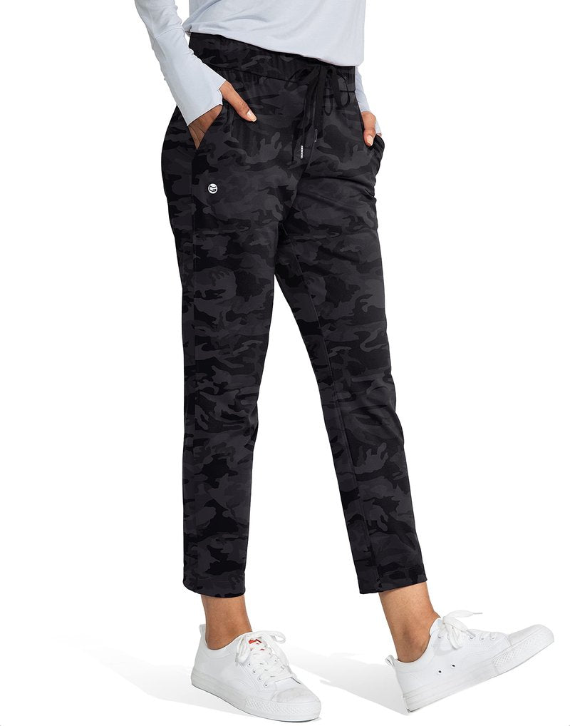 G Gradual Women's Pants with Deep Pockets 7/8 Stretch Sweatpants for Women Athletic, Golf, Lounge, Work (Black Camo, X-Small)