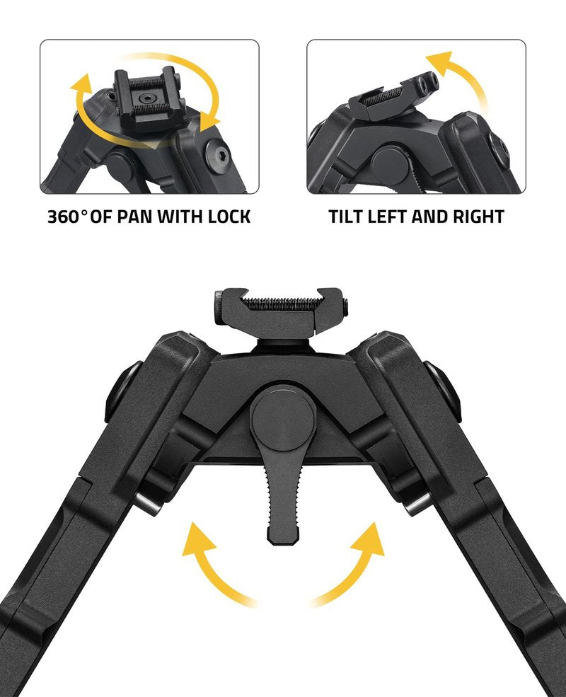CVLIFE Rifle Bipod Picatinny Bipod 360 Degrees Swivel Tilt Foldable for Hunting and Shooting