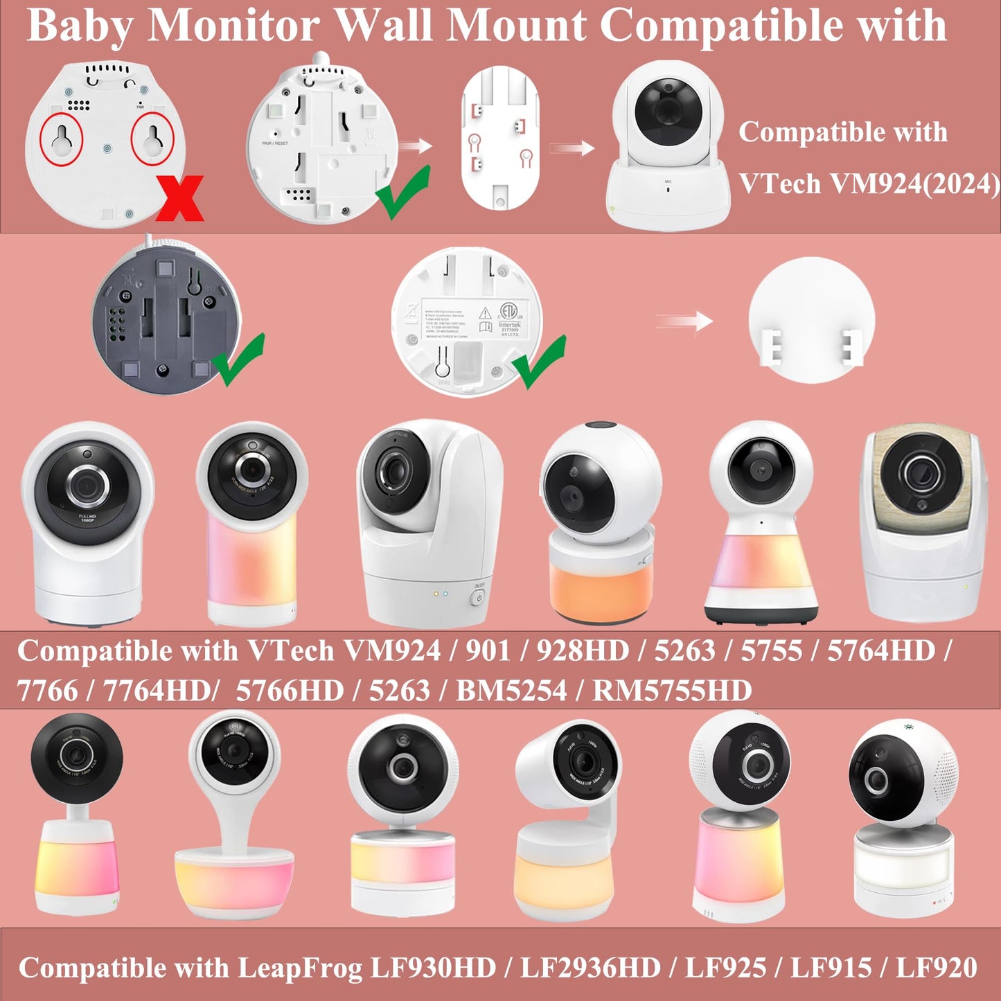 Derebir Baby Monitor Mount Stand Compatible with VTech VM924/ 901/928HD /5263/5755 /5764HD /7764HD/5766HD /5263/BM5254/ RM5755HD/Leapfrog LF920HD/RM7768HD/LF815HD/LF1726FHD /LF2413 Kamera