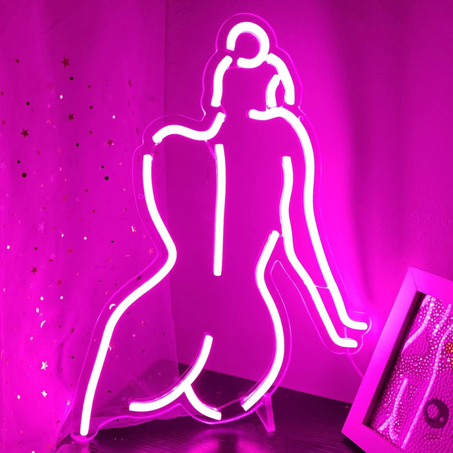 Ajoyferris Lady Back Neon Sign Dimmable LED Lady Sign Woman Neon Sign Sexy Lady Neon Signs for Bedroom Man Cave Bar Store Home Party Art Decor Gifts(16X11 inches,Blue)
