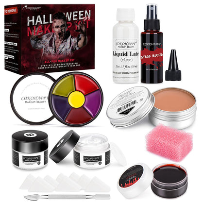 COKOHAPPY Halloween SFX Makeup Kit - 3 Ways Create Special Effect Stage THEATRICAL MAKEUP KIT for professional Body & Face Paint