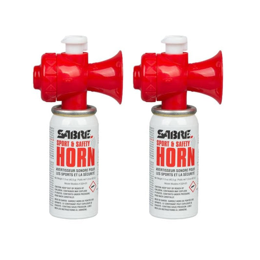 SABRE Sport and Safety Horn, 130 dB Air Horn, 60 ¼ Second or 25 ½ Second Bursts, Audible Up To 1/2-Miles (804-Meters), Perfect for Use at Sporting Events, Boating, Camping, Hiking