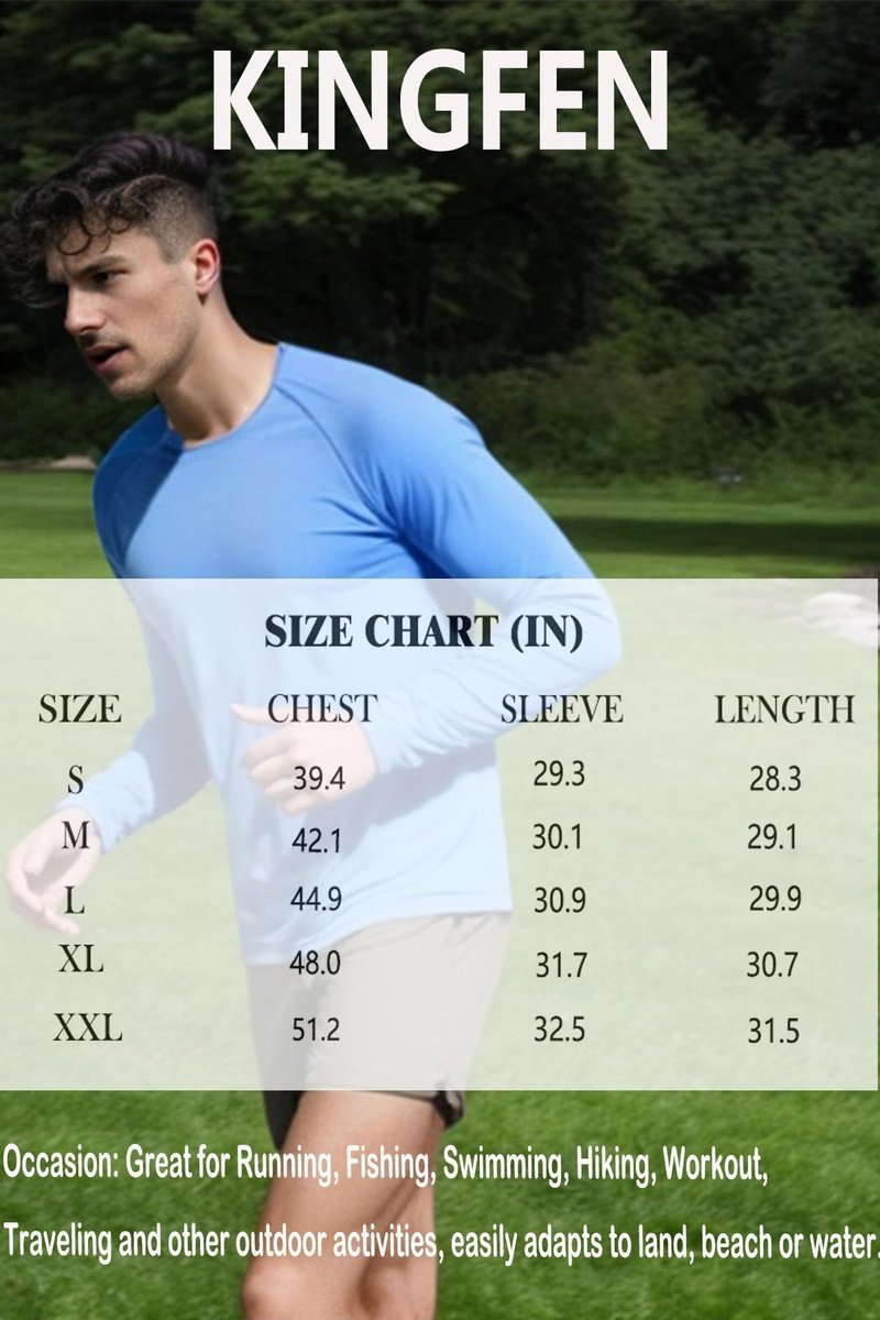 KINGFEN Rash Guard for Men Long Sleeve Swimming Shirts Quick Dry UV Fishing Shirts Lightweight Sun Protection Hiking Tee Mens Orange