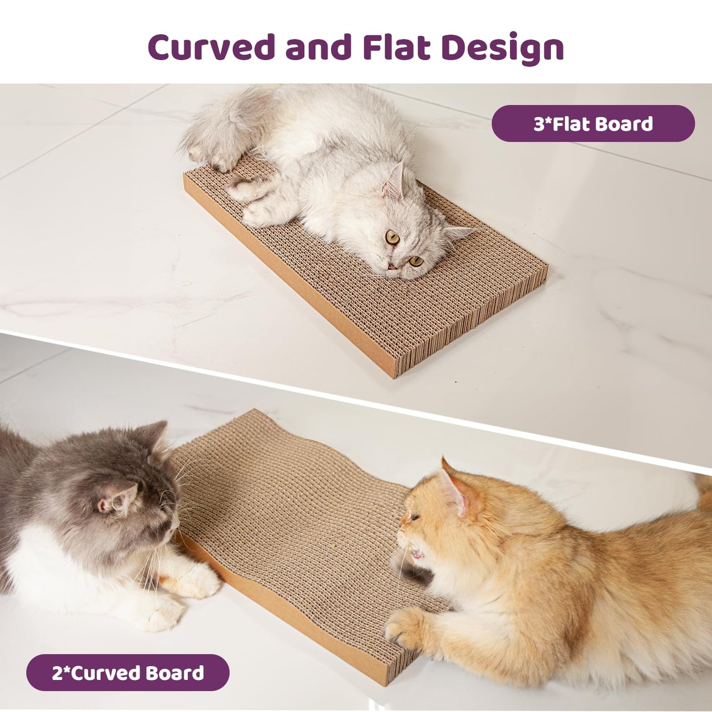 5 in 1 Cat Scratcher Cardboard,XL-Large Cat Scratch Pad,Cat Scratching Boards with Box for Medium to Large Cat Indoor Use Protecting Furniture Wall and Sofa