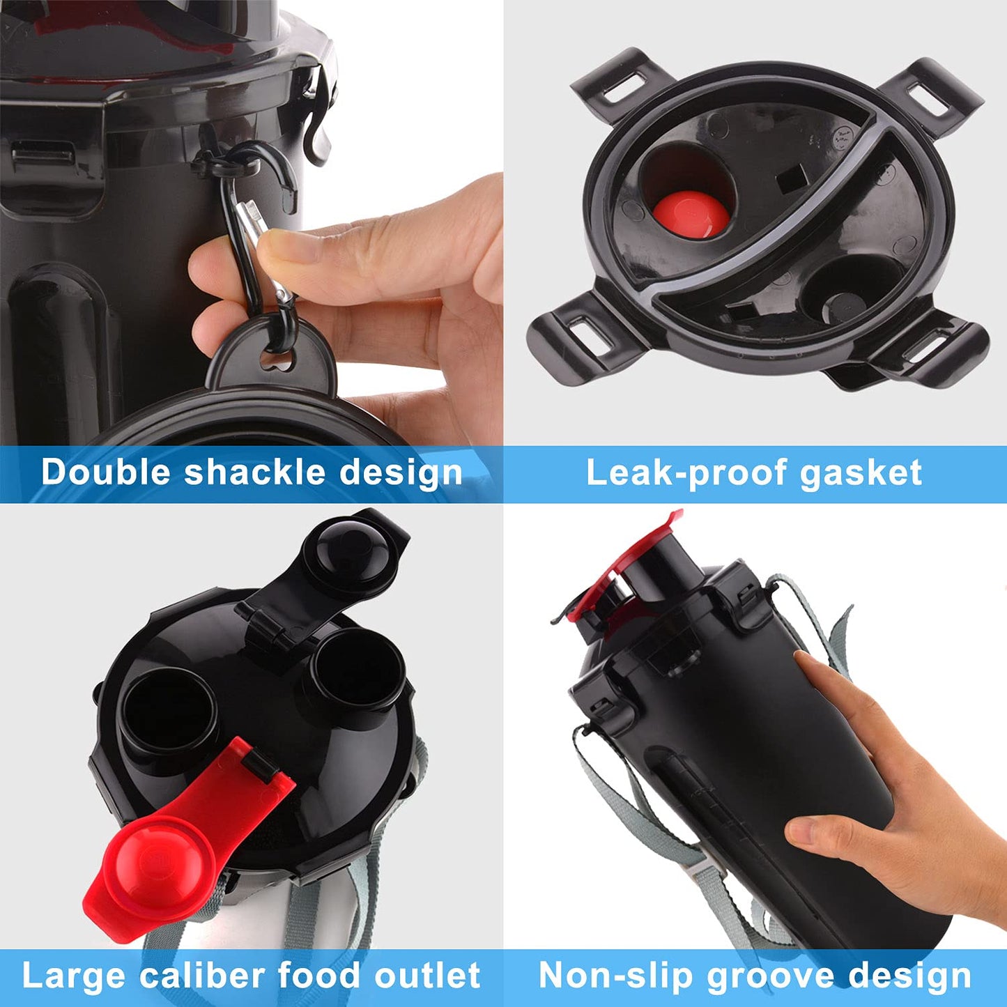 Dog Travel Water Bottle Collapsible Bowls, 2 in 1 Pet Food Container with Collapse Bowls, Outdoor Portable Water Bowls for Walking, Traveling, Camping and Hiking (Black)