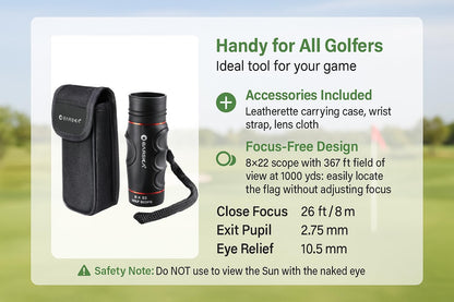 Barska Blueline 8x22 Waterproof Golf Scope Monocular with Built-in Internal Distance Reticle