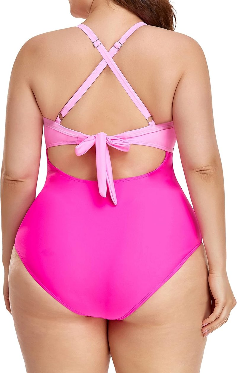 Women's High Waisted One Piece Swimsuit - Tummy Control Cutout Design | Stylish Wrap Tie Back
