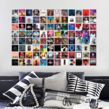 A ART·ZONE 100 Pcs 5x5 Inch | Posters Wall Collage Kit for Room, Album Cover Posters, Music Posters, Rapper Posters, Band Posters, Wall Posters for Bedroom Multicolor