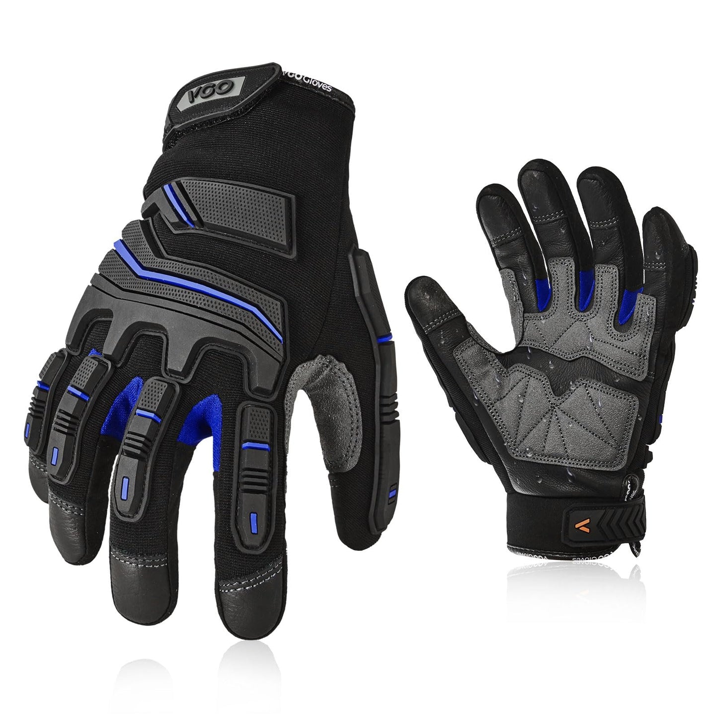 Vgo... Work Gloves Men Touchscreen Anti Impact, Heavy Duty Gloves Antiabrasive for Warehouse Mechanics Carpenter Trucker Multipurpose, 1 pair