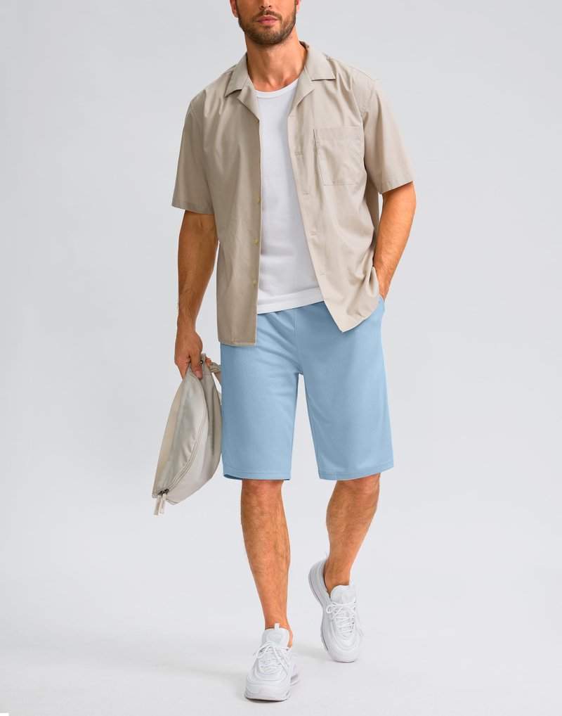 G Gradual Men's Athletic Shorts with Pockets 11" Long Basketball Shorts Lightweight Quick Dry Gym Workout Shorts for Men(Light Blue,XL)