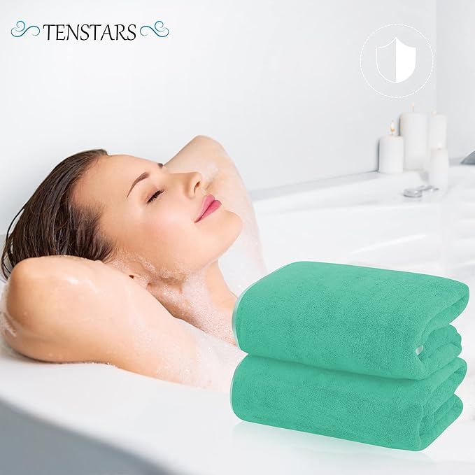 TENSTARS Silk Hemming Bath Towels