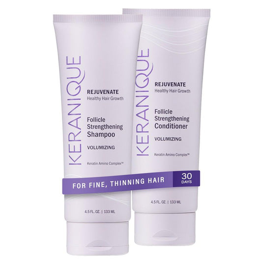 Keranique Volumizing Shampoo & Conditioner Set for Hair Repair, Growth & Thinning Hair Support – Keratin, Biotin, Menthol & Niacinamide, Lightweight Strengthening Formula - Keratin Amino Complex™