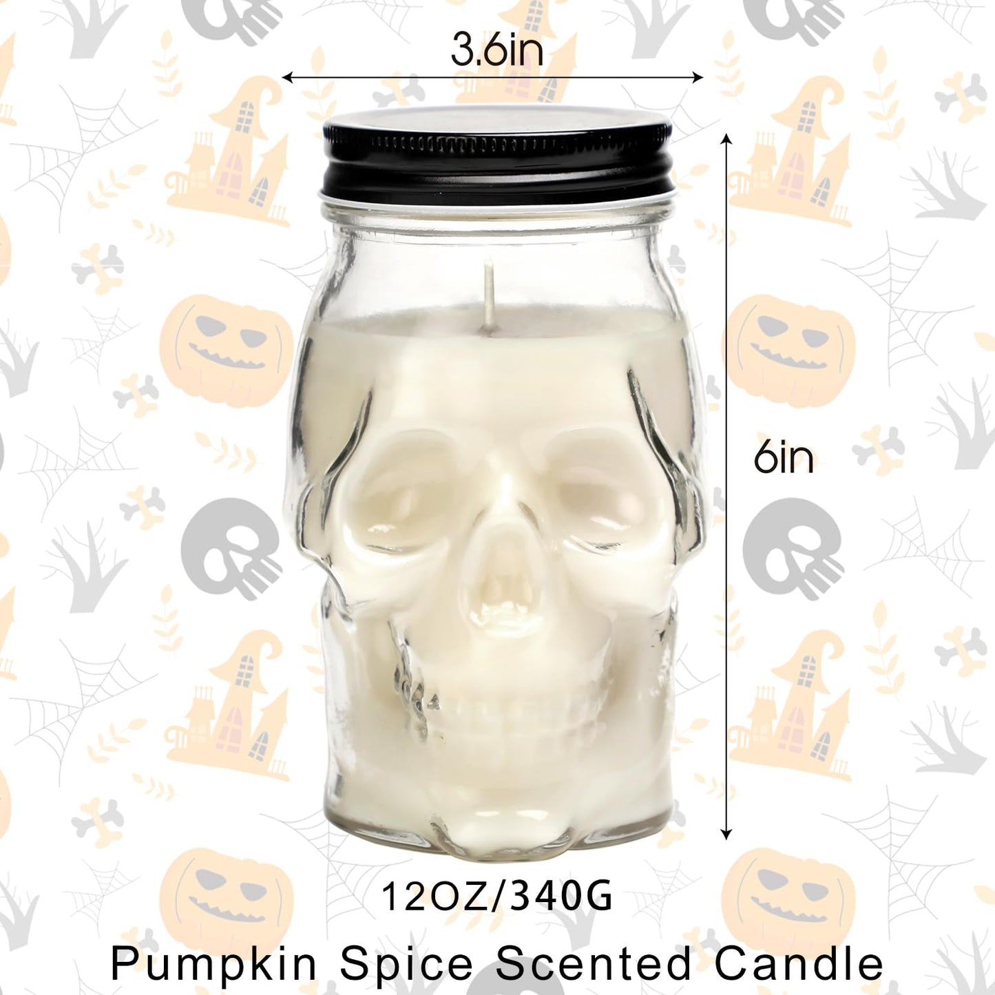 Gothic Skull Candle, Large Skull Candle Halloween Gothic Decorations for Home Table Bar Indoor Room,Scary Halloween Decorations Indoor White
