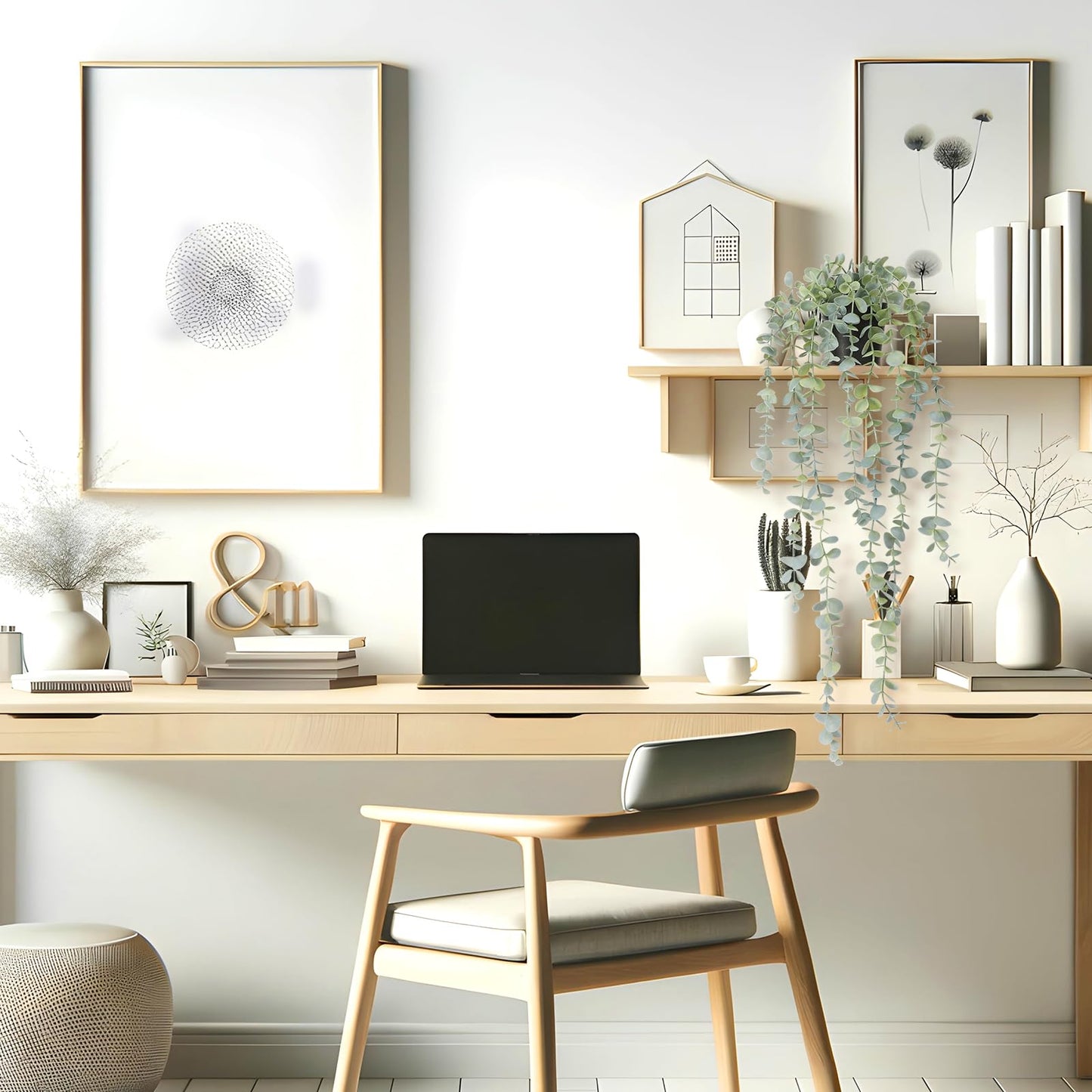 COCOBOO 1pcs Artificial Hanging Plants Fake Eucalyptus Potted Plant Hanging Plant for Wall Room Home Indoor Outdoor Shelf Decoration