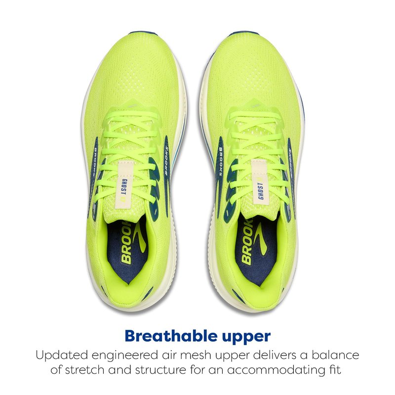Brooks Men’s Ghost 17 Neutral Running Shoe - Acid Lime/Navy/White - 8.5 Medium