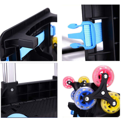 Backpack Trolley, Wheeled Trolley Aluminium Alloy Foldable Hand Cart 6 Wheels Rolling Luggage Carts for Kids School