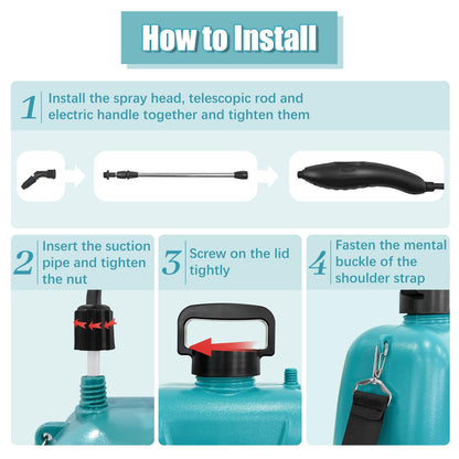 2 Gallon Battery Powered Garden Sprayer, Electric Sprayer with USB Rechargeable Handle, 3 Mist Nozzles, Retractable Wand, Water Pump Sprayers with Adjustable Shoulder Strap for Yard, Lawn and Garden