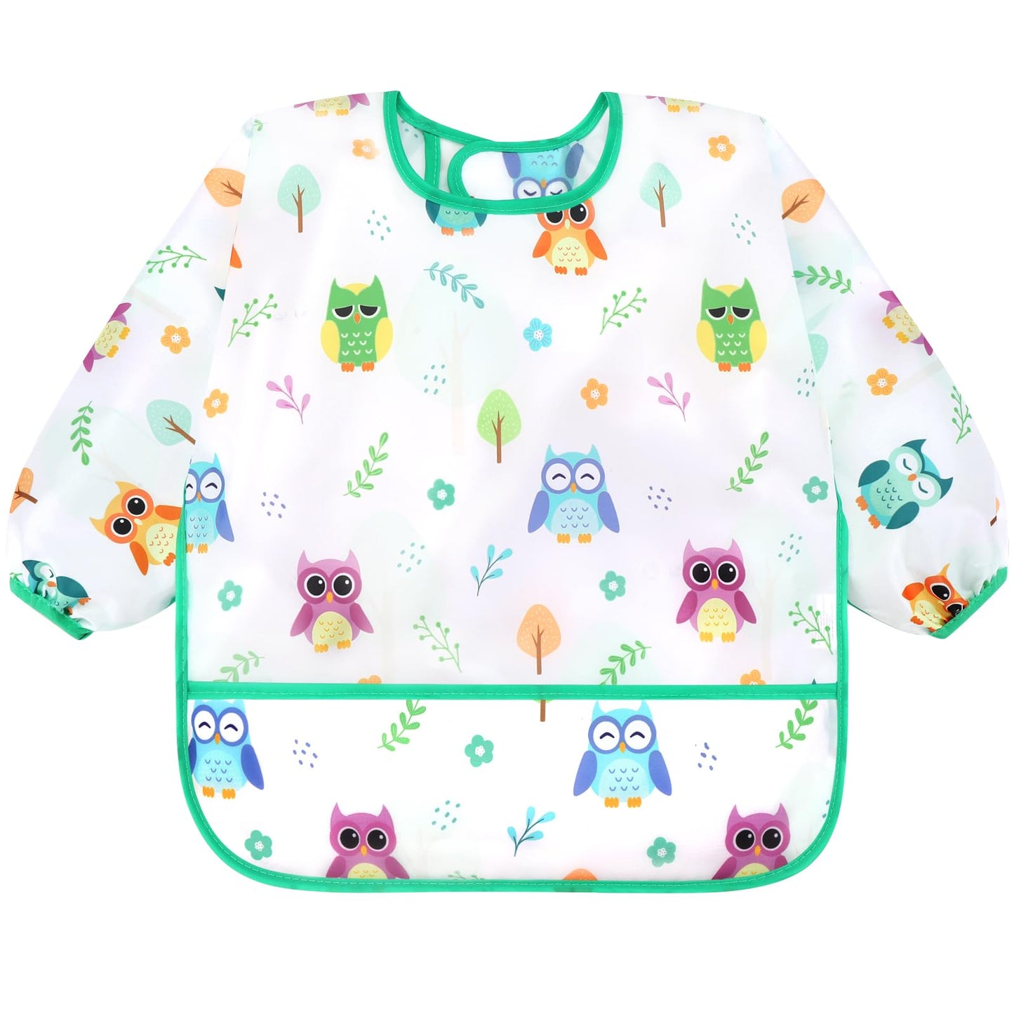 Accmor 4 Pack Long Sleeve Bibs, Baby Smock Waterproof Sleeved Bib Smock for Baby Toddler 6-24 Months