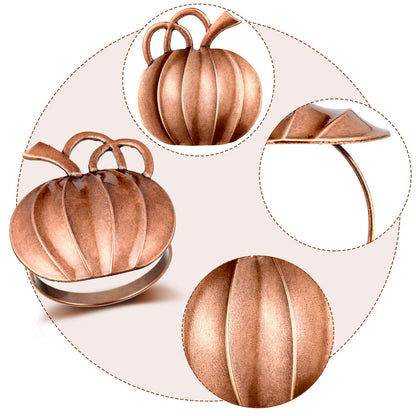 Patelai 12 Pieces Pumpkin Napkin Rings Fall Napkin Holders Thanksgiving Halloween Dinner Tables Rings for Thanksgiving Dinner Party Weddings Family Gatherings (Bronze)