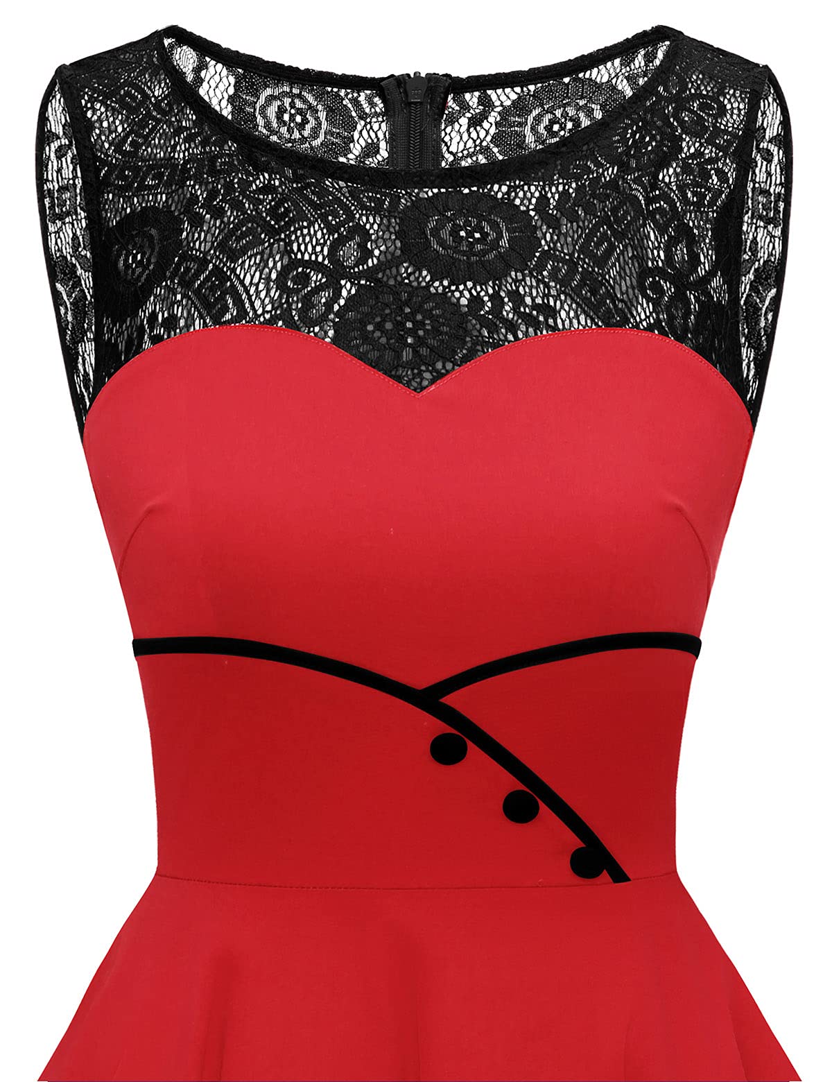 Bbonlinedress Women 1950s Dresses Red Vintage Cocktail Retro Rockabilly Teens Tea Party Christmas Holiday,Red XL