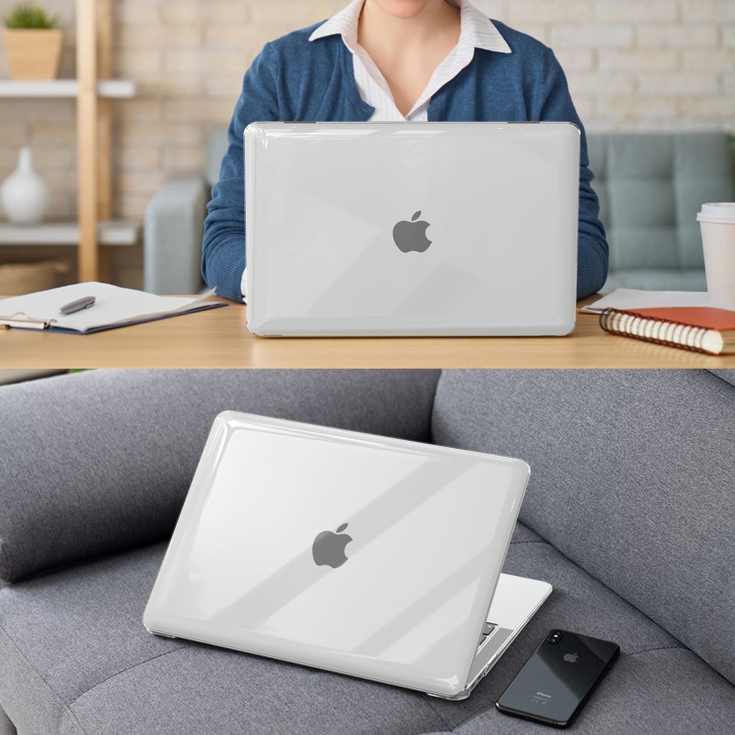 FINTIE Case Compatible with MacBook Air 13.3 inch (2020/2019/2018 Not for 2024) Model A2337(M1)/A2179/A1932, Protective Snap-On Hard Shell Cover Fit 13.3" Retina Display Touch ID, Crystal Clear