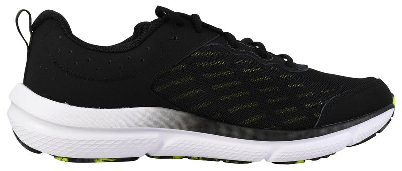 Under Armour Men's Charged Assert 10 Shoes, (004) Black/Black/High Vis Yellow, 11 X-Wide