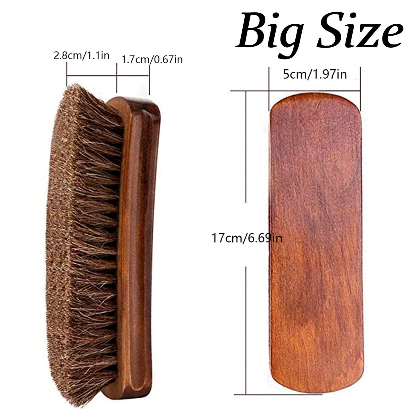 KY-Tech 2pcs Premium Horsehair Shoe Brush - Shoe Shine Brush with Horse Hair Bristles for Boots, Car Seats, Sofas, Bags