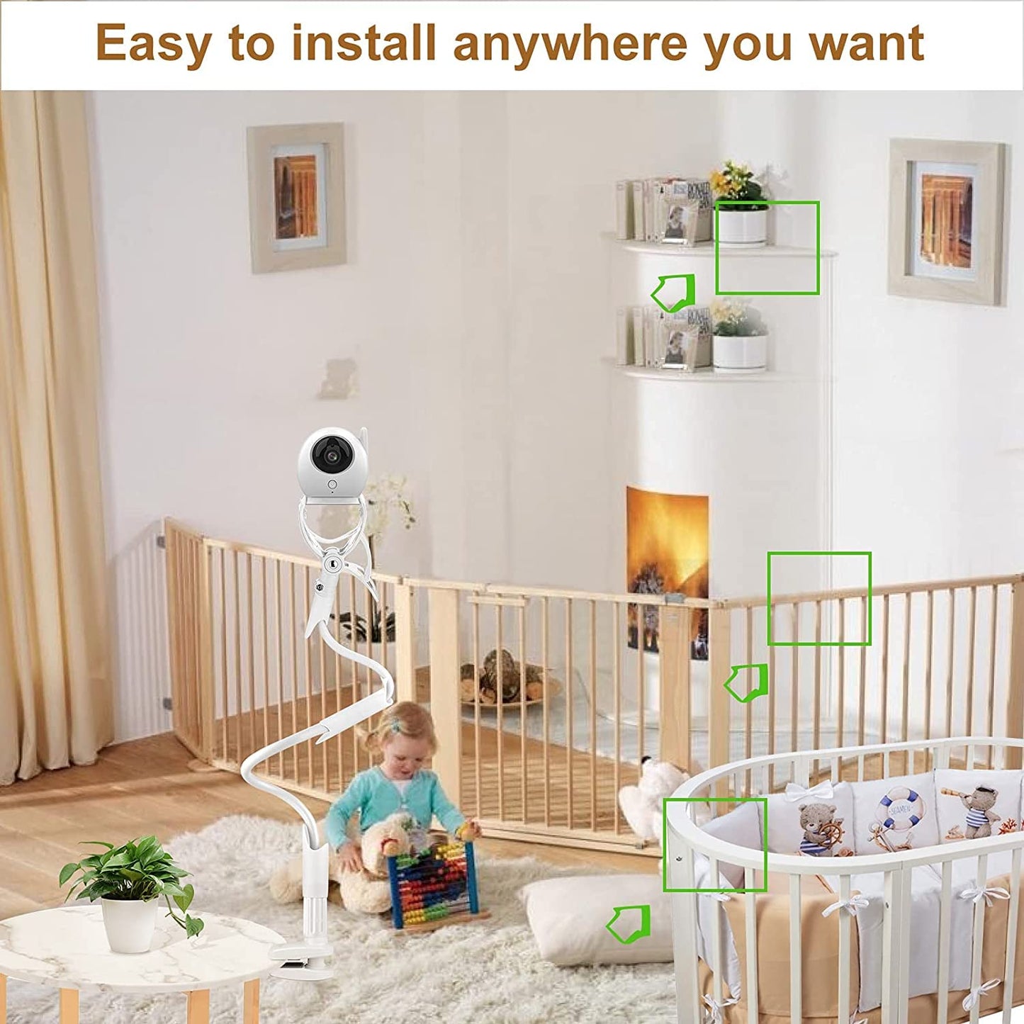 Baby Monitor Holder, MYPIN Universal Flexible Baby Monitor Mount Baby Monitor Camera Indoor Cameras Monitor Stand(Baby Monitor not Included)