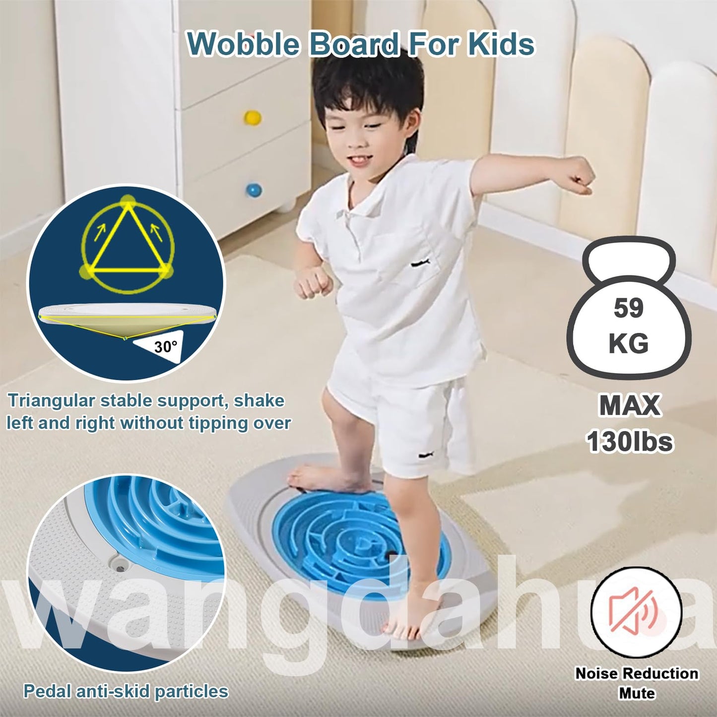 Balance Board for Kids, 20 inch Maze Rocking Seesaw with 2 Balls, 3 Replacement Labyrinth Boards, Toddler Wobble Board for Sensory Training, Non-Slip Pedals, Max Load 130 Lbs