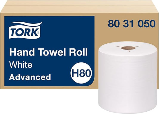 Tork Hand Towel Roll White H80, High Absorbency, 6 Rolls x 1000 ft